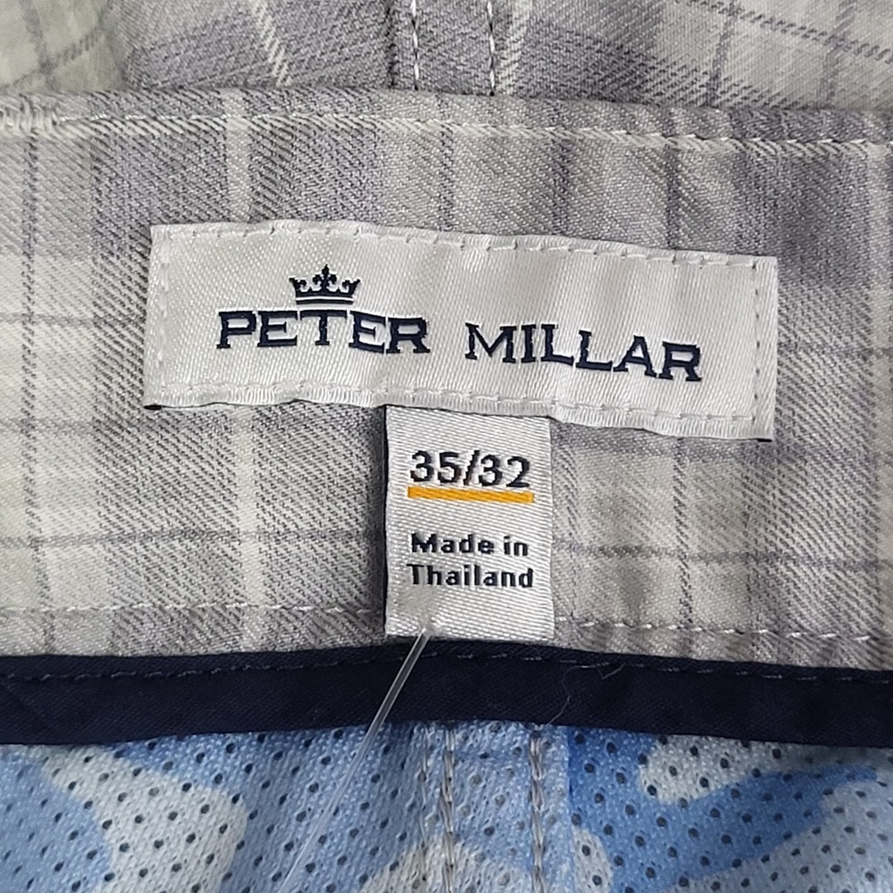 Peter Millar EB66 Pants Mens 35x32 Gray Plaid Golf Performance 5 Pocket Stretch - Picture 3 of 14